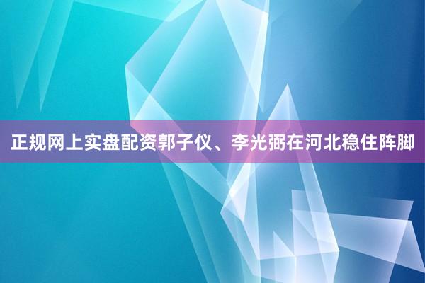 正规网上实盘配资郭子仪、李光弼在河北稳住阵脚