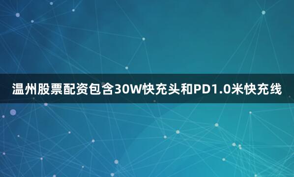 温州股票配资包含30W快充头和PD1.0米快充线